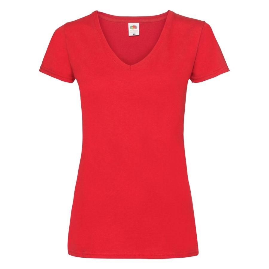 Футболка &quot;Lady-Fit V-Neck T&quot;, красный_M, 95% х/б, 5% эластан, 210 г/м2